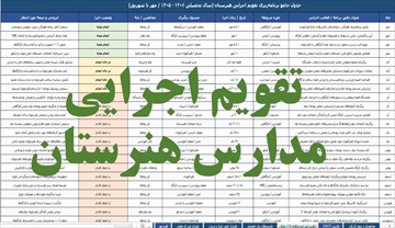 تقویم اجرایی مدارس هنرستان (اکسل و قابل ویرایش)